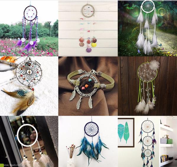 Wind Chimes Indian Style Feather Leather Gold Dream Catcher for Home Decor Hanging Decoration Nice Gift