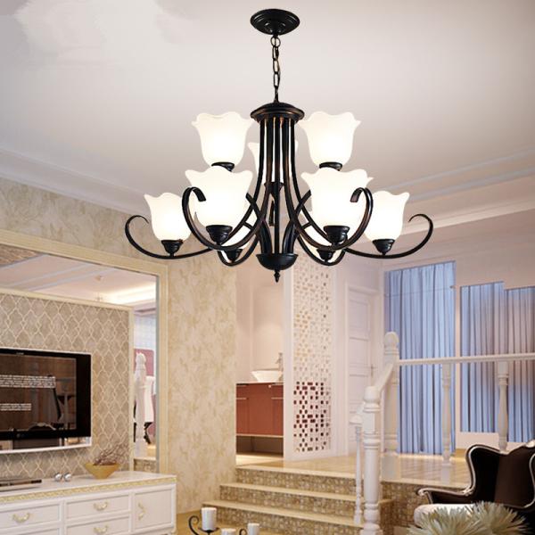 Rot Black iron chandeliers for farmhouse hotel lighting fixtures (WH-CI-94)