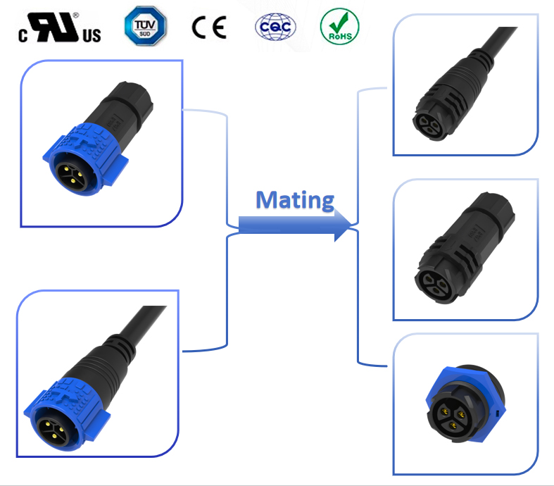 Waterproof Electrical  500V M25 4 Pin Waterproof Push Lock Connectors