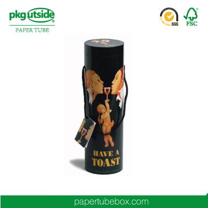 Kraft Paper Cylinder Wine Gift Tube Elegant Design Embossing Stamping Logo
