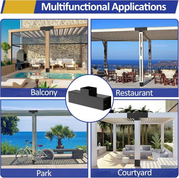 Heavy Alloy Steel Pergola Kit with 3-Way T-Shape Brackets for 4x 4 Lumber DIY Pergola Brackets for Gardens Metal Gazebo Kits