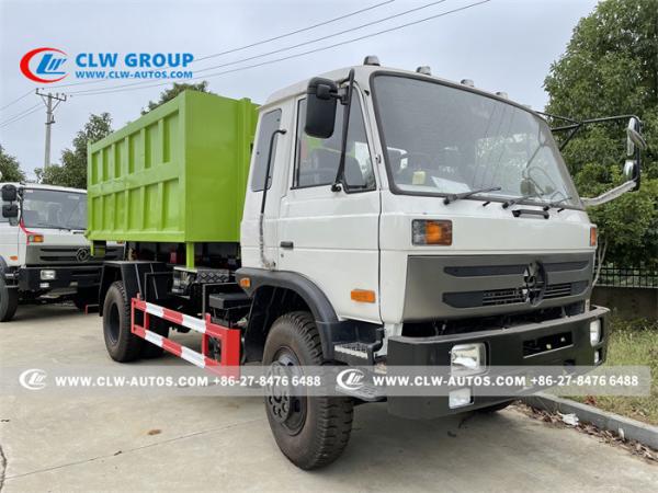 Caminhão de lixo hidráulico do elevador do gancho de Dongfeng 153 com o recipiente 14m3 