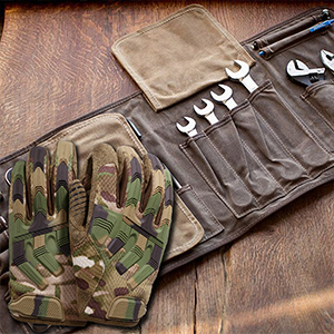 Protective Gear Full Finger Gloves, Motorcycle Tactical Gloves Upgraded Touch Screen Damping Palm Pads Rubber Guard