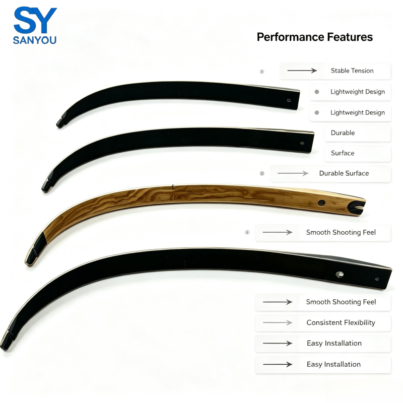 Smooth Varnish Laminated recurve bow limbs 24 Inches length 20-50 Lbs draw weight durable and archery equipment for professional