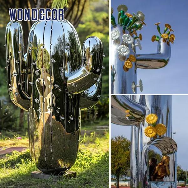 Outdoor Large Abstract Cactus Casting Stainless Steel Sculpture