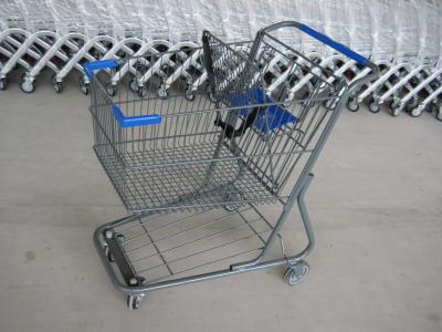 Unfolding Style Supermarket Shopping Trolley , Wire Metal Shopping Cart
