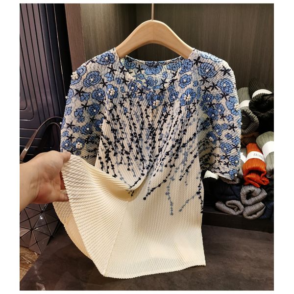 Women's Summer Thin Heavy Duty Nail Bead Printed Loose Look, Small and Fresh Literary Forest Women's T-shirt, Women's Top
