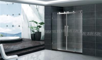 Economic Double Sliding Glass Shower Doors Frameless With Stainless Steel Accessories