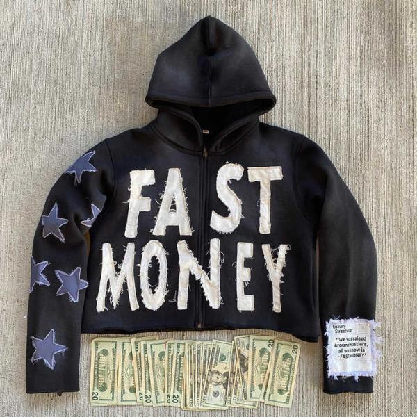 Custom Distressed Patch Embroidery Vintage Applique Men's Cropped Stone Acid Washed Hoodie