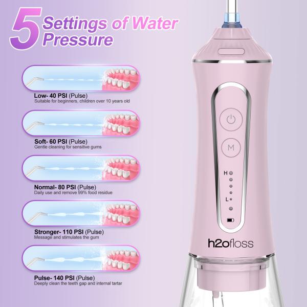 5 Cleaning Modes Electric Water Flosser Dental Irrigator 400ml Ipx7 Portable