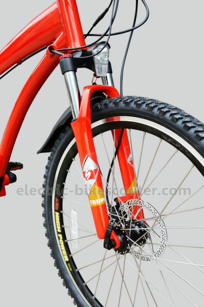 Red 38km/h Electric Pedal Assist Mountain Bike 48V 500W Gear Motor