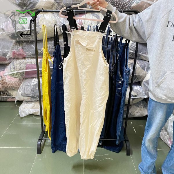 Second Hand Denim Wide Leg Pants Women's Used Drawstring Pants Mixed Colors