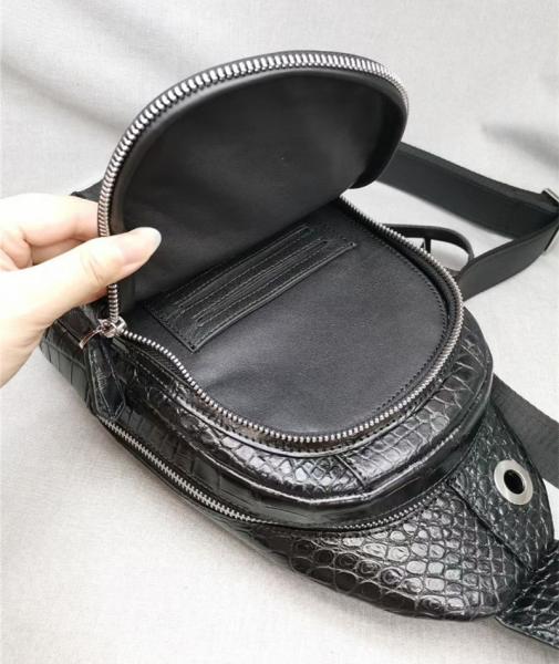 Genuine Real Crocodile Skin Men's Casual Chest Bag Authentic Alligator Leather Male Crossbody Bag Messenger Bag