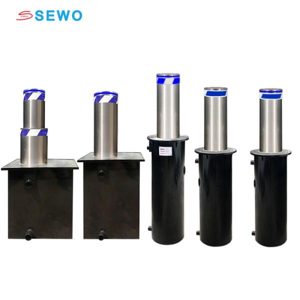 Industrial Automatic Rising Bollards Durable Hydraulic Retractable Bollard System with LED Light