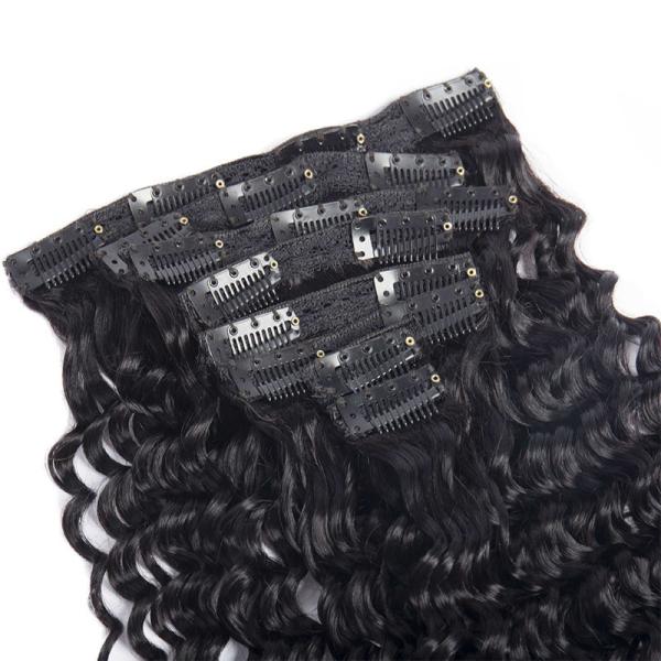 Design Full Cuticle Human Hair Clip In Extensions with French Curl Style and Popular Design