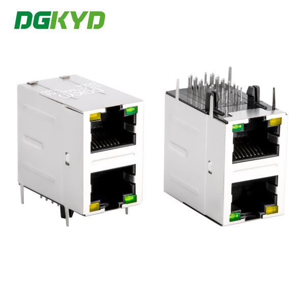 2x1 Dual Port RJ45 Connector 1000BASE-T Gigabit Ethernet with Filter