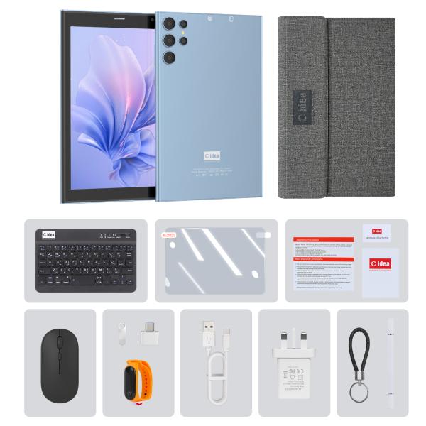 Tablette Wifi C idea 8 pouces avec 8+512 Go de stockage, processeur Quad Core, écran tactile IPS 800x1280, bleu CM824