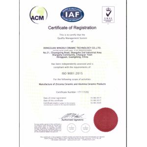 Dongguan Ming Rui Ceramic Technology Co.,ltd Certificaciones