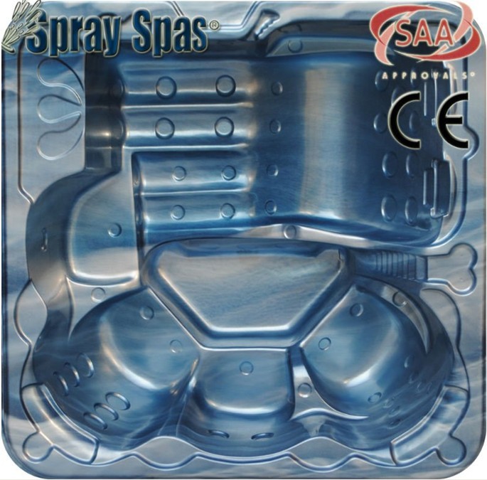 4 Seats + 2 lounges Square Combo Massage Bathtub / Outdoor Bathtubs In Ocean Wave Blue