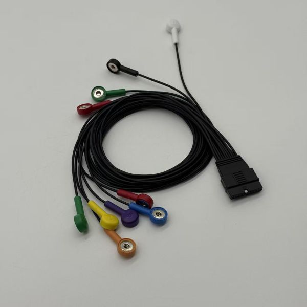 10-Lead ECG Holter Cable with TPU Jacket Compatible for Schiller MS-12 and Cardiovit FT-1