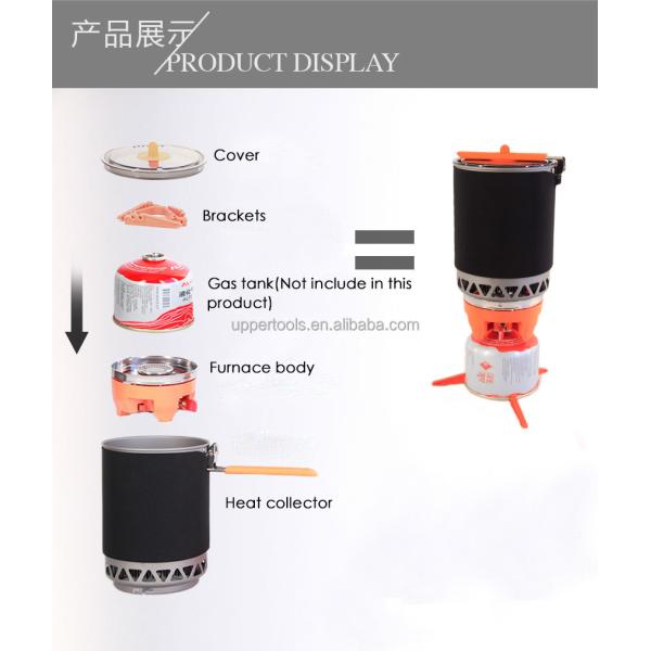 Poly Outdoor Stove Wind-Resistant 1600W Picnic Gas Stove with Integrated Pot and Bowl