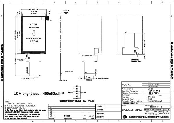 Dustproof TFT Touch Screen 480x800 , MIPI TFT Display 4 Inch For Smart Home