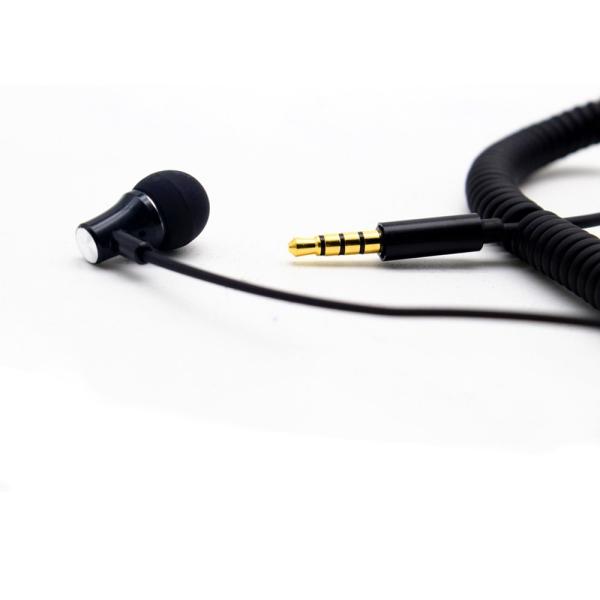 3.5mm Single One Side Metal Spring Coil Reinforced Noise Cancelling Wired Earphones Earbuds