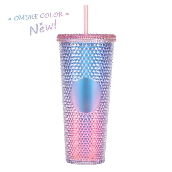 Factory Direct Supply Double-layer Plastic Straw Cup, Large Capacity Creative 710ml Durian Cup, Prickly Cup, Portable Diamond Cup