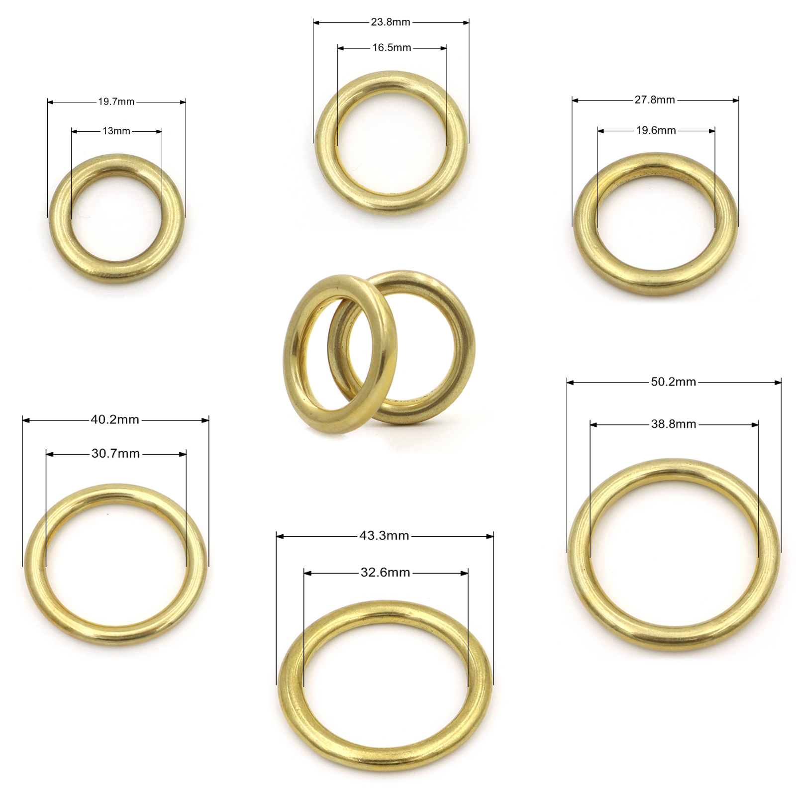 Zinc Alloy 20mm  Flat Square Metal O ring with engraving logo