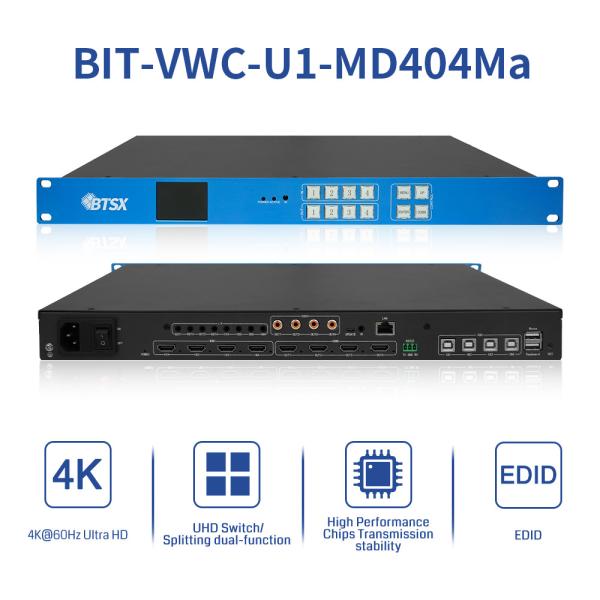 4 в 4 из КВМ Бесшовный переключатель видеостенный контроллер 4K60 видеостенный процессор