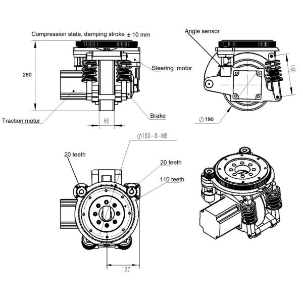 Колеса привода ZL-B26 робота блока AGV мотора DC электронные для оборудования автомобиля AGV
