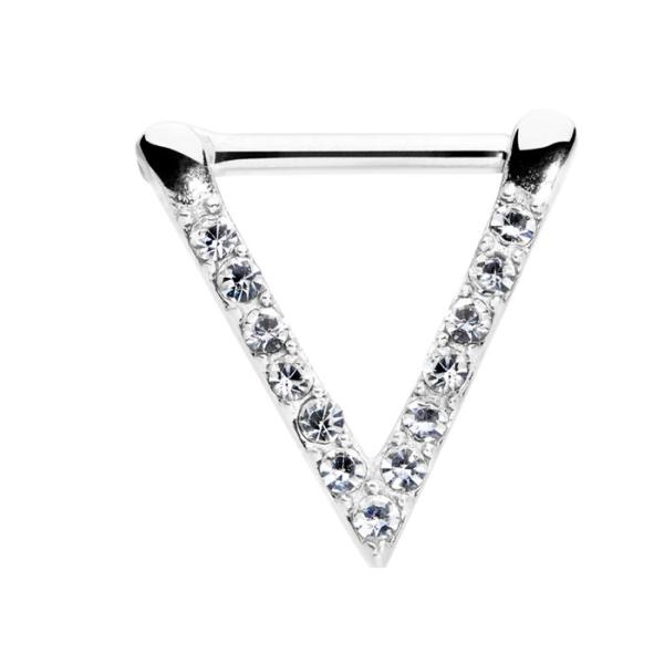 Anneau de septum d'or blanc de triangle d'OEM avec des diamants de 0.1ct 1.3mm