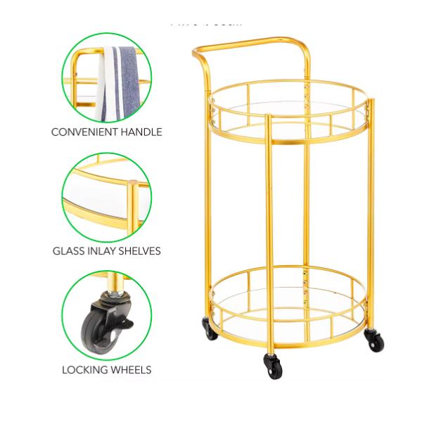 OEM de acero inoxidable de hotel de servicio de vinos carro de licor carro de doble capa de diseño