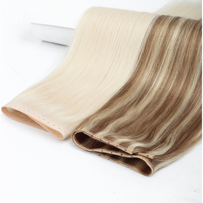 Butterfly Weft XO Human Hair Extensions Cuticle Aligned Human Hair Invisible Hole Weft Hair Extension With Free Mico Beads