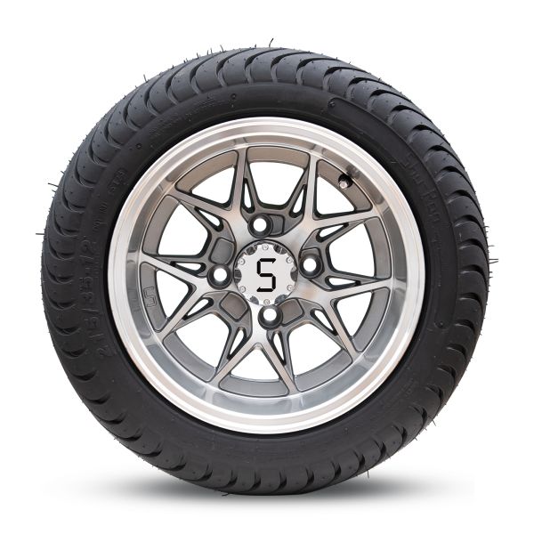 12 Inch Golf Cart Wheels And Tires Assemblies With S Center Caps And Chrome Lug Nuts Suitable For Club Car Ezgo Yamaha Golf Carts