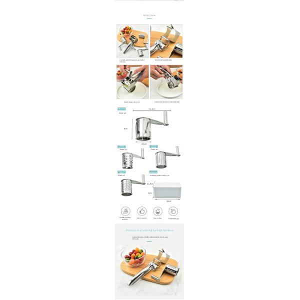 Make Perfect Cheese and Vegetable Shreds with This Handheld Rotary Grater Home Kitchen