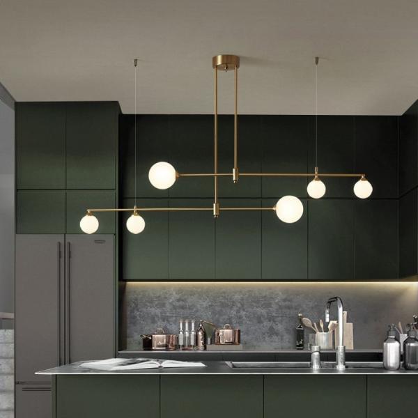Modern long pendant light Glass Ball Pendant Lighting Dinning Room linear chandelier(WH-MI-221)