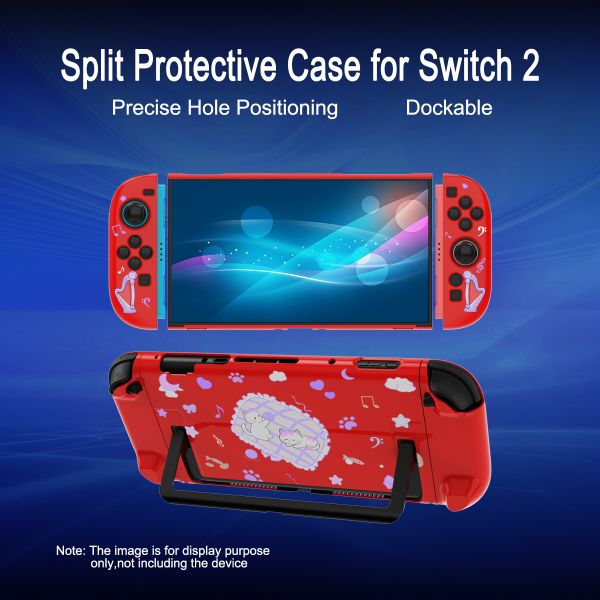 Red Detachable Cartoon Girl Protective Case for Nintendo Switch 2 & PC - Two-Piece Hard Shell Cover
