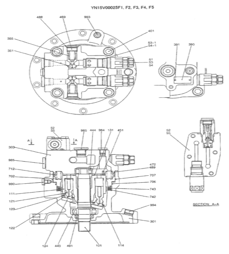 YN15V00025F1 SK200SR Swing Motor For KOBELCO Excavator Hydraulic Motor