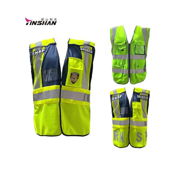 Veste réfléchissante fluorescente jaune personnalisée à haute visibilité pour les agents de sécurité