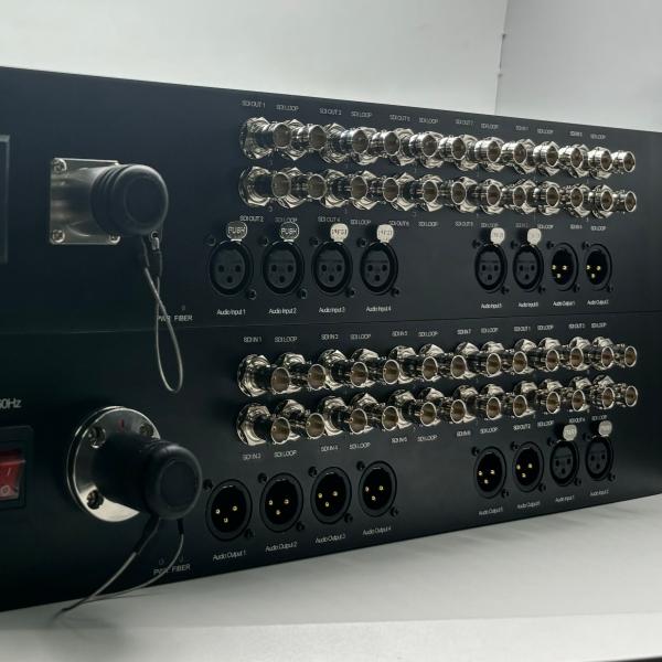 12 Channel 3G-SDI to Fiber Converter with 8CH XLR Audio, Lemo Connector, including Transmitter and Receiver