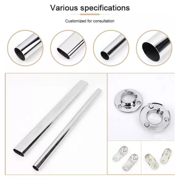 Modern Metal Wardrobe Tube Holder for Closet Rod Support Clothes Hanging Rail 25