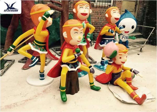 Educational Life Size Realistic Fiberglass Cartoon Animals Lovely Monkey Models