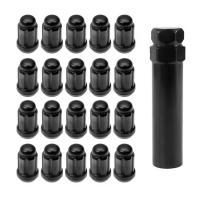 Noir cône roue de voiture écrous avec 1 écrous Lug clé siège cône 1,38 pouce long 3/4 pouces Hex