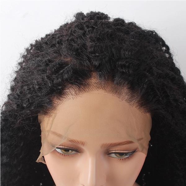 Отсутствие линяя Афро 360 париков человеческих волос шнурка цвета 1Б переднего Кинкы курчавого