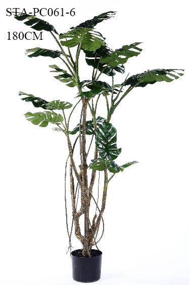 Small Size Artificial Decorative Trees Split Philodendron Monstera Tree In Green Color