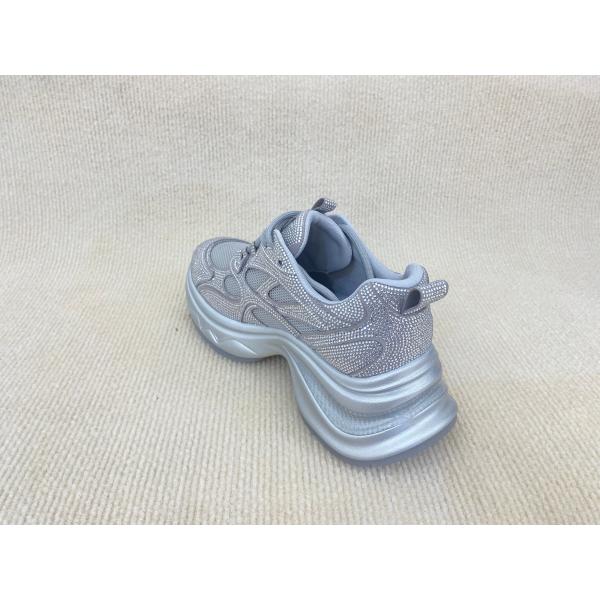 Women fashion walking shoes with bling rhinestone breathable upper grey