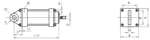 QGA QGB Big Bore Air Cylinder 32 to 400 with Cushion and CA CB TC Flange