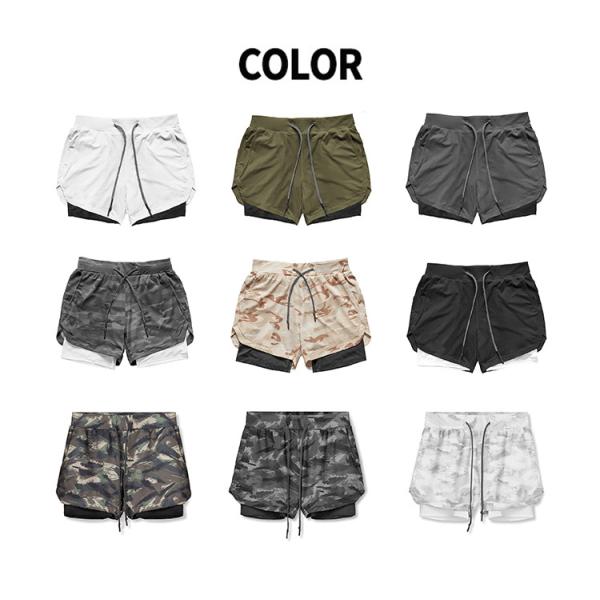 Custom Logo Double Layers Fitness Sportswear Mens Workout Compression Running Gym Shorts