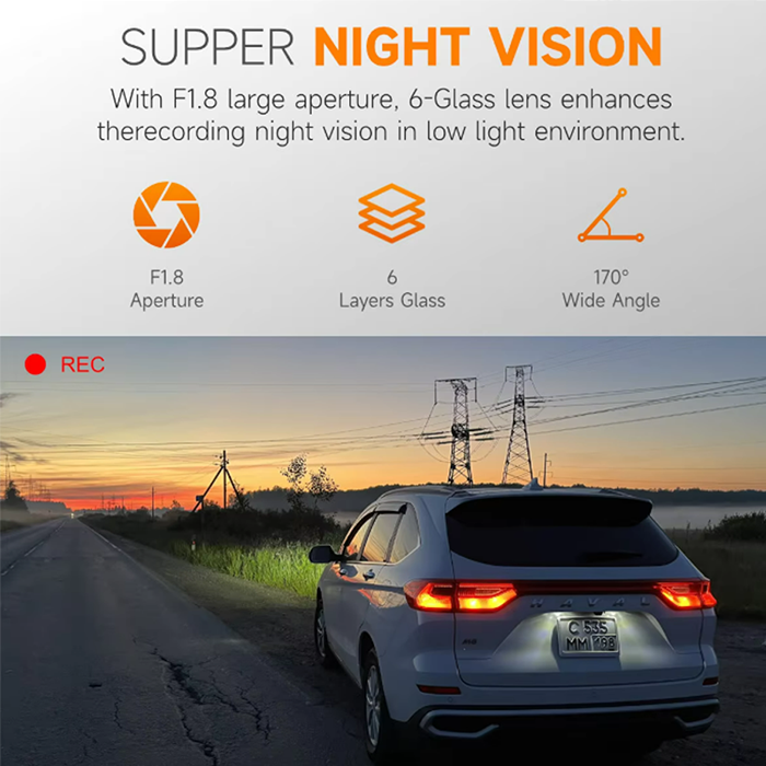Car DVR 4K No Screen Dash Cam Mini Dual Lens WiFi GPS Dash Camera